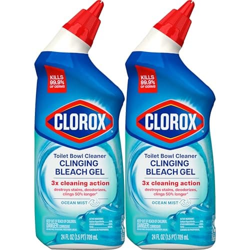 Clorox Toilet Bowl Cleaner Clinging Bleach Gel, Kills 99.9% of Bacteria and Viruses, Ocean Mist, 24 Fl Oz, Pack of 2 — view 10