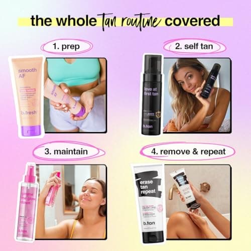 b.tan Violet Base Self Tanner Mousse | Love At First Tan - Best, 1 Hour Express Sunless Tanning Foam, Cancels Orange Tones, Dark Bronzing Glow, No Fake Tan Smell, Face & Body, 6.7 Fl Oz — view 5