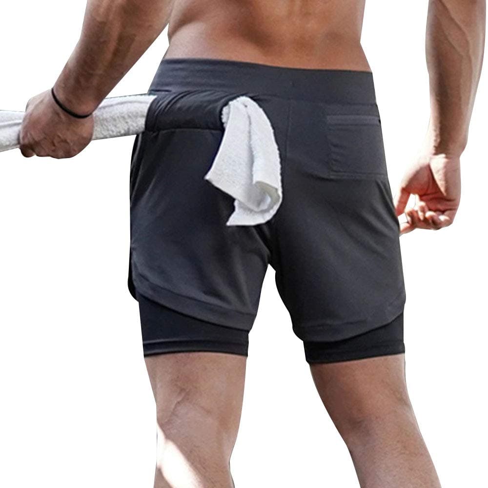 Superora Mens Running Gym 2 in 1 Sports Shorts Breathable Outdoor Workout Training Shorts with Pockets — view 2