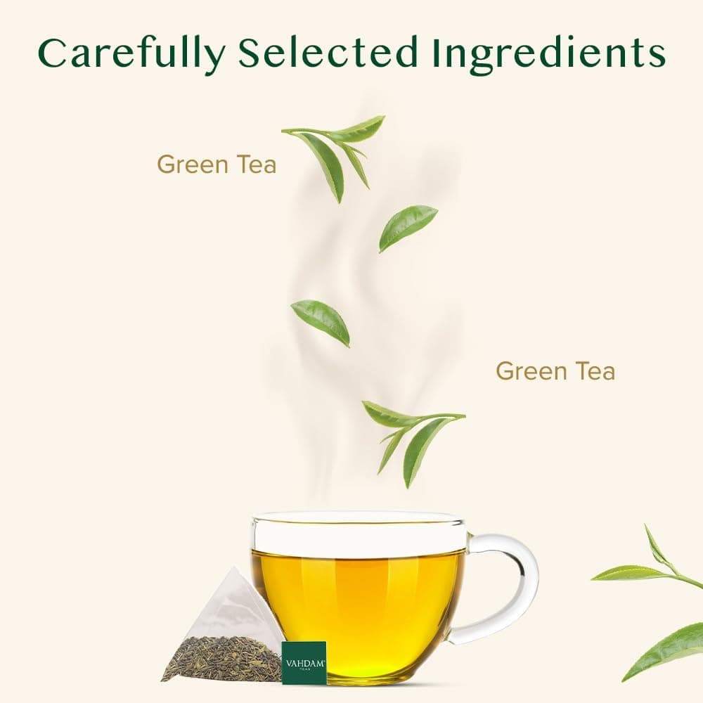 VAHDAM, Himalayan Té Verde (100 Piramidales Bolsitas De Té) 100% Pura Y Natural | Envasado Fresco En La India | Caliente, Frío O Como Kombucha — view 2