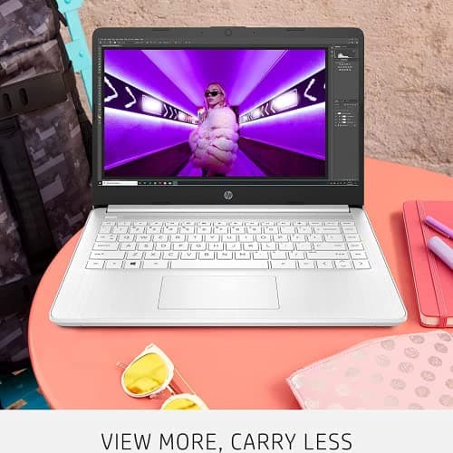 HP Latest Stream 14" HD Laptop, Intel Celeron Processor, 4GB Memory, 64GB eMMC Storage, Fast Charge, HDMI, Up to 11 Hours Long Battery Life, Office 365 1-Year, Win 11 S, Microfiber Bundle, White — view 5