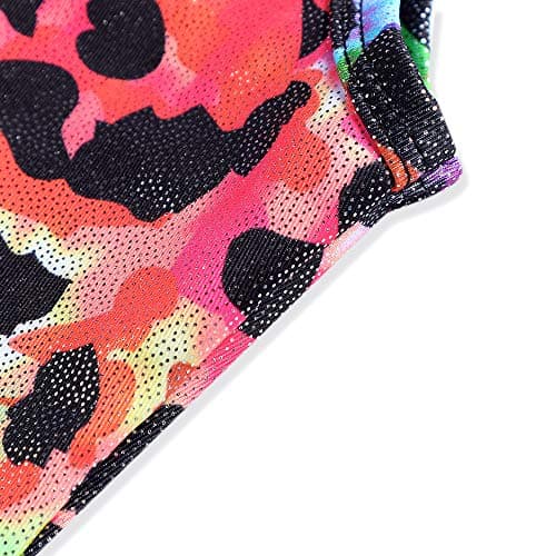 HOZIY Girls Gymnastics Leotards for Kids Tumbling Outfits Biketard Sparkle Adorable Pattern, Colorful Camouflage, 7-8 Years — view 3