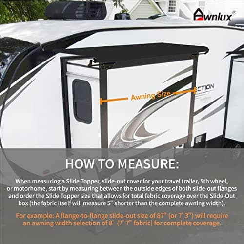 Awnlux Black Modular Slide Topper Awning Slide Out Protection for RVs, Travel Trailers, 5th Wheels, and Motorhomes Slide Out Awning Kit -10'6" (10'1" Fabric) — view 3