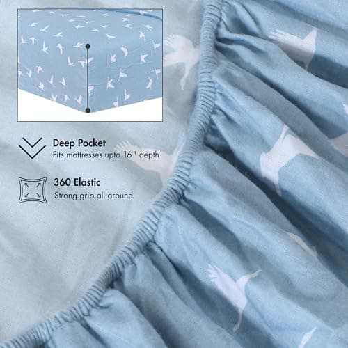 RUVANTI 100% Cotton Flannel Sheets Set - Queen - 4 Pcs - We Fly — view 5