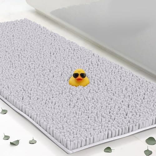 ITSOFT Plush Bathroom Rug 59x21, Absorbent Machine Washable Non Slip Chenille Bath Mats, Quick Dry Bathmat, Bath Rugs for Bath, Shower, Bedroom, or Door Mat, White