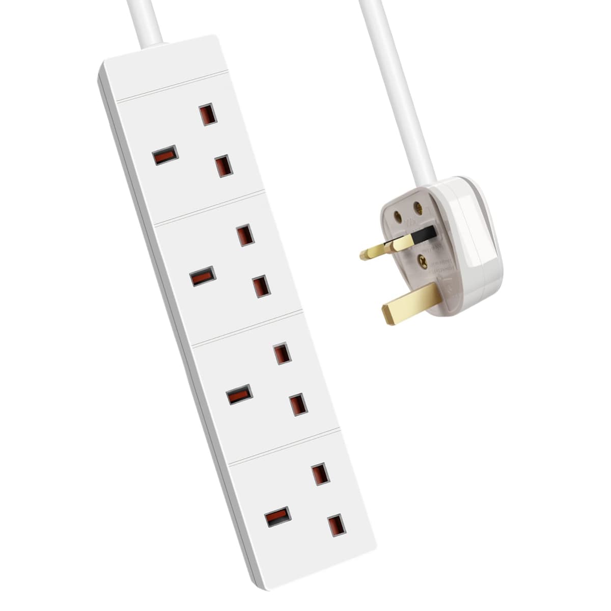 ExtraStar 4 Way Extension Lead, 13A Fused UK Plug Extension Socket, 5M Extension Cable Power Strip - White — view 13