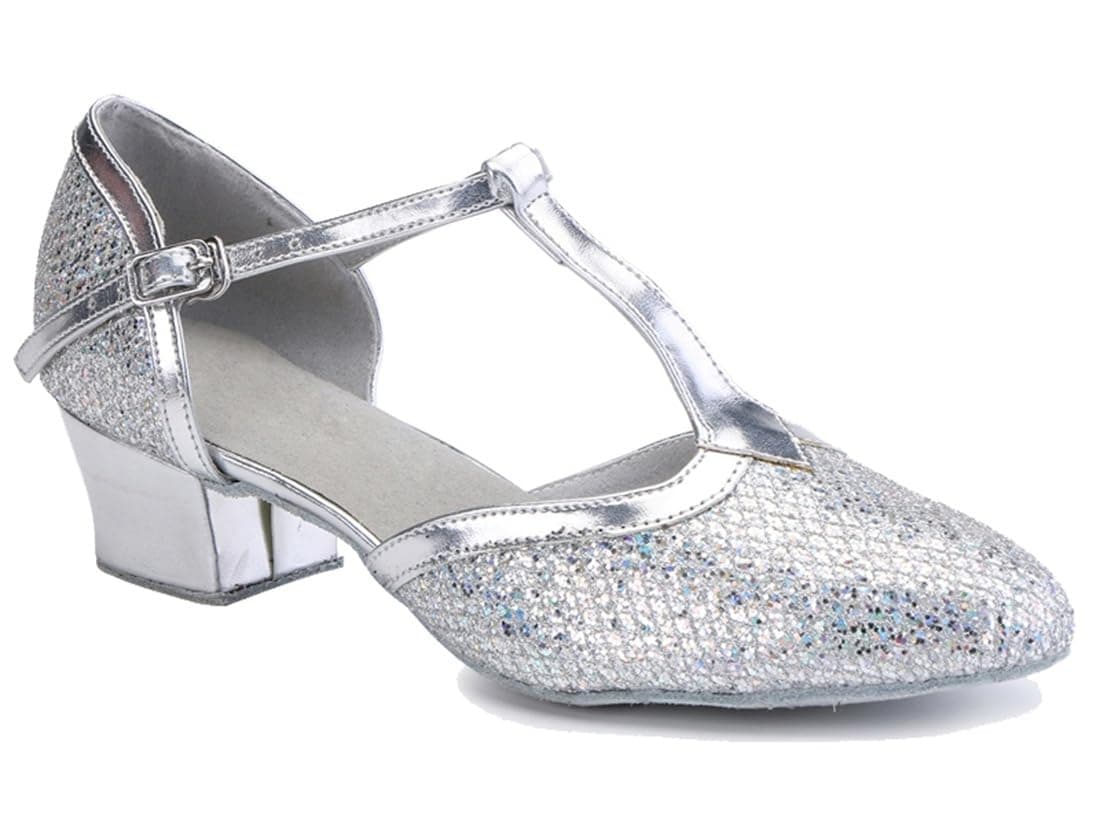 MGM-Joymod T-Starp - Zapatos de baile latino sintéticos con purpurina para mujer, para bodas, bailes de baile latino — view 25