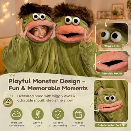 Big Mouth Monster Onesie,Adult Monster Onesie,Silly Pajamas Plush One Piece Cosplay Suit Loungewear,Soft Plush Loungewear (Purple,Large) — view 2