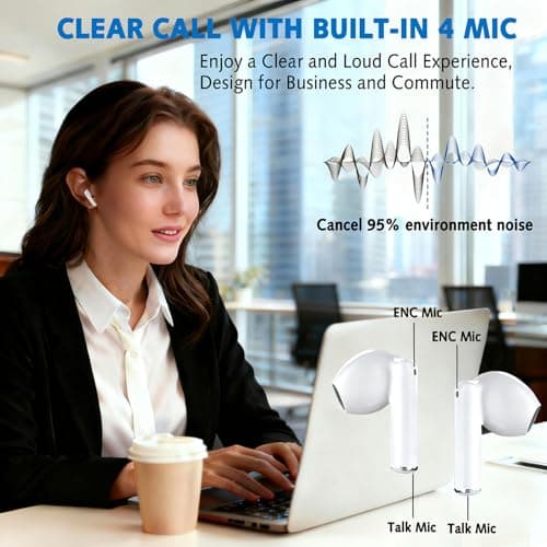 Wireless Earbuds, Bluetooth 5.4 HiFi Stereo,Wireless Earphones with 4 ENC Noise Cancelling Mics,58H Playtime Bluetooth Earbuds,Touch Control Ear Buds,IP7 Waterproof Wireless Headphones for Android/iOS — view 5