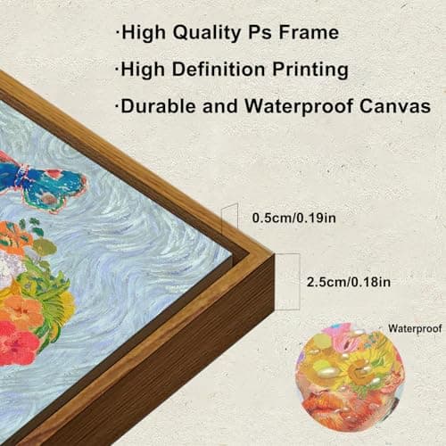 KBKBART Gold Framed Van Gogh Wall Art, Vintage Abstract Wheat Field with Cypress Canvas Impressionist Oil Painting, Farmhouse Country Landscape Wall Decor, Van Gogh Poster Art Prints for Bedroom — view 2
