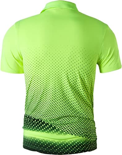 jeansian Men's Short Sleeve Fit Sport Polo Tee Shirts T-Shirts Tshirt Tops Poloshirt Golf Tennis Pickleball LSL195_GreenYellow_L — view 2