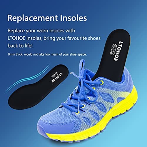 Memory Foam Insoles for Women, Replacement Shoe Inserts for Work Boot, Running Shoes, Hiking Shoes, Sneaker, Cushion Shoe Insoles for Foot Pain Relief, Comfort Inner Soles 6mm Black US 7 — view 4