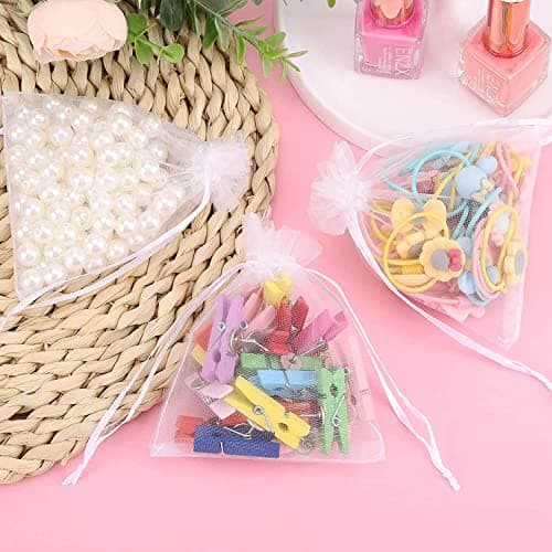 Bezall 50Pcs White Organza Bags 3x4 Inch, Sheer Wedding Party Favor Bags with Drawstring, Jewelry Gift Bags Christmas Candy Pouches — view 4