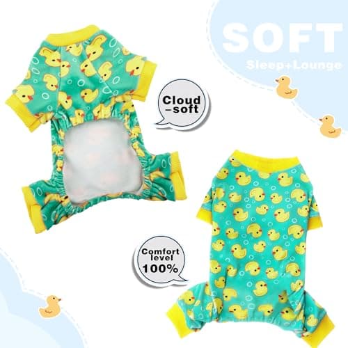 Paiaite Dog Pajamas Onesie: Comfortable Four-Legged Apparel for Small, Medium, & Large Dogs, Polyester Material for Comfort, Wrinkle Resistance, Moisture Wicking, and Stretchiness Yellow Duck M — view 5