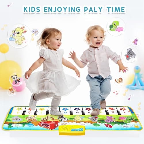 M SANMERSEN Piano Mat, 39.5 inch X 14 inch Musical Mat 8 Instrument Sounds Piano Mat for Toddlers Touch Play Dancing Mat Toy for 1 2 3 Year Old Girls Boys Gifts — view 3