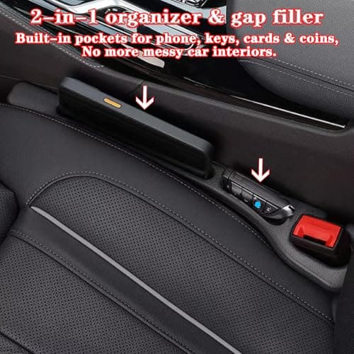 FortiyParts Car Seat Gap Filler Organizer of 2, 2 in 1 Car Gap Filler (Black) — view 3