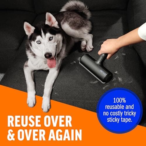 ChomChom Roller Pet Hair Remover – Original Size Reusable Lint Roller for Cat & Dog Hair on Furniture, Couch, Carpet, Car, Rugs & Bedding – Portable, Eco-Friendly (Black) — view 3