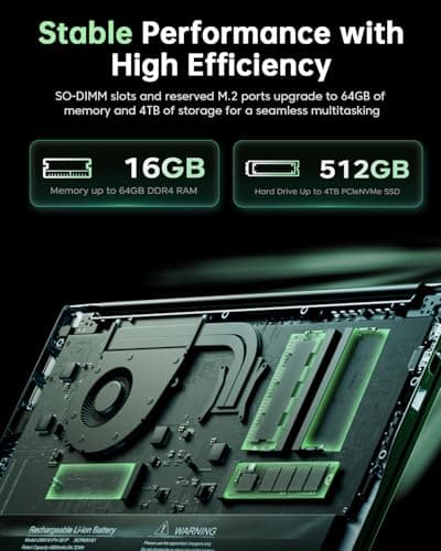 MALLRACE 2026 Laptop with AMD Ryzen 7430U Processor(Up to 4.3GHZ),ΑMD Radeon Graphics,16GB DDR4 RAM 512GB SSD,WiFi 6,15.6 inch IPS Display,Type-C,Micro SD,Webcam,Windows 11 Slim Laptop Computers — view 3