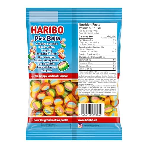 Haribo Pico-Balla Soft & Chewy Gummy Candy, Fruity Flavours, Fun Colours, Vegetarian - 175g