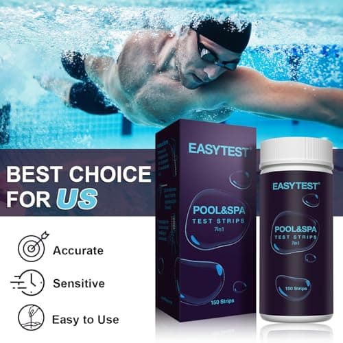 EASYTEST 7-Way Pool Test Strips, 150 Strips Water Chemical Testing for Hot tub and Spa, Accurate Test Bromine, Total Alkalinity, pH, Free Chlorine, Total Hardness, Cyanuric Acid, and Total Chlorine — view 3
