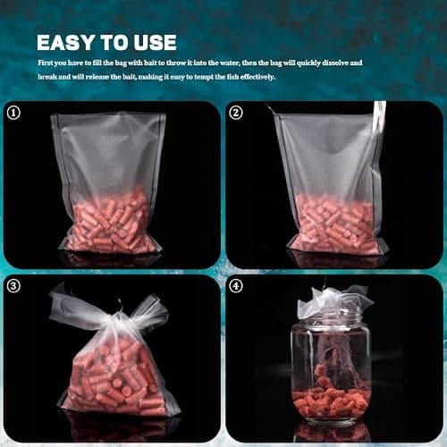 100 Pieces of 70mm X 140mm Water-Soluble PVA Bagged Carp Fishing Bait Pellets, Solid Bag Set, Quick-Dissolving Fishing Bait Bag, Suitable for Carp Fishing Bait Filling and Fishing Bait Delivery — view 3