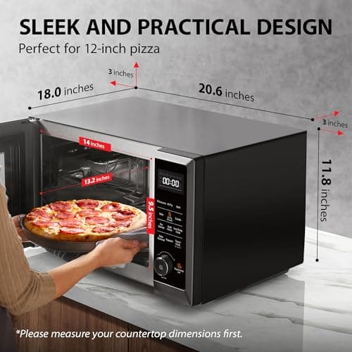 TOSHIBA Air Fryer Combo 8-in-1 Countertop Microwave Oven, with Convection, Broil, Odor Removal Mode, 12.4" Position Memory Turntable, Child-Lock, 1.0 Cu.ft, Black Stainless Steel, ML2-EC10SA(BS) — view 4