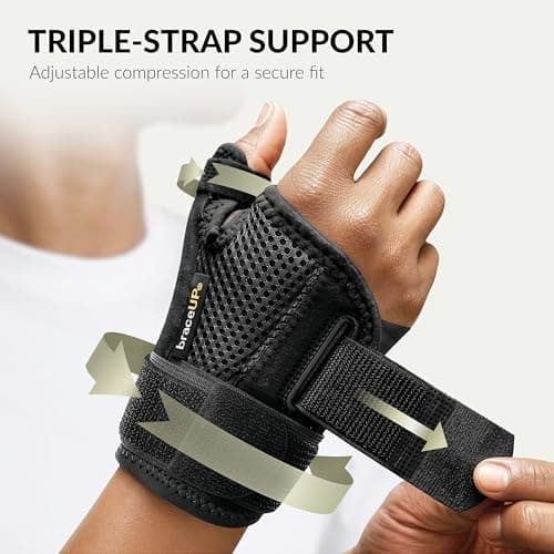 BraceUP Thumb Splint Brace Right Left Hand - Spica Splint, CMC Thumb Brace with Thumb Support, for Arthritis, Tendonitis, Carpal Tunnel Pain Relief and Thumb Sprain (Black) — view 3