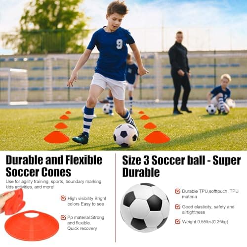 Soccer Goal, Kids Soccer Goals for Backyard Set, 2 Pack of 4x3 ft Portable Pop Up Soccer Net with Soccer Ball, Cones, Complete Training Equipment for Youth, Toddler Outdoor Sports Games — view 4