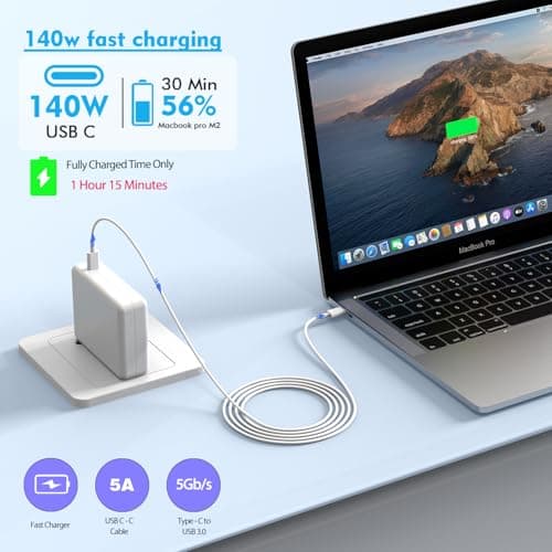 Macbook Pro Charge,140w Fast Mac book Air/Pro Charger With 6FT Fast Charger USB C to C Cable Cord For Apple MacBook Pro/MacBook Air 16 15 14 13 Inch,M1 M2 M3,iPad Pro,Samsung Galaxy & All USB C Device