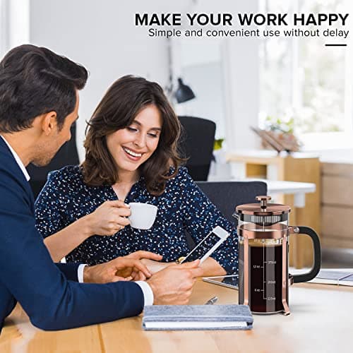 QUQIYSO French Press Coffee Maker 21oz,Borosilicate Glass Coffee Press — view 4