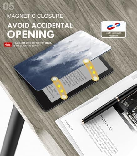 MoKo Case for All-new 7"Kindle Paperwhite 12th Generation 2024&Kindle Colorsoft Signature Edition 2024,Lightweight PU Protective Shell Cover with Auto Wake/Sleep for Kindle Paperwhite 2024,Gray Forest — view 5