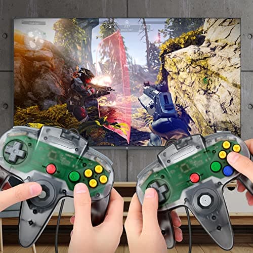 2 Pack FISUPER USB N64 Controller, Wired USB Gamepad Joystick for Windows PC MAC Raspberry PI (2X Clear Black) — view 4