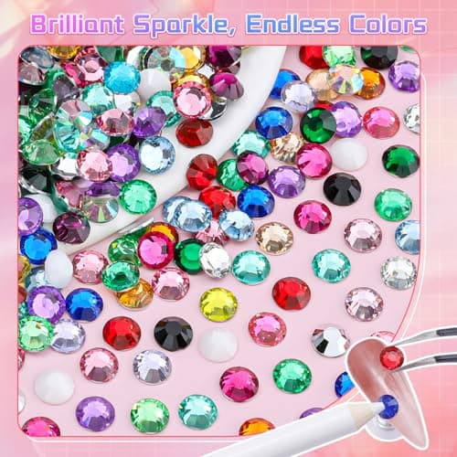 7900Pcs 5mm Resin Rhinestones for Bedazzling, Pink Red Black Flatback Gems for Crafting, Bedazzler Kit with Rhinestones Tools & B7000 Jewelry Glue for DIY Clothing Shoes Tumblers Fabric Mugs Bags — view 3