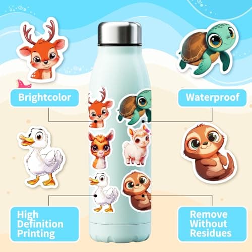 100 Pcs Big Eyes Cute Animal Stickers Bulk for Kids Classroom Boys Girls.Waterproof Vinyl Kawaii Stickers Packs for Water Bottles Phone Laptop Cup.Teacher Reward Sticker Supplies Must Haves — view 4
