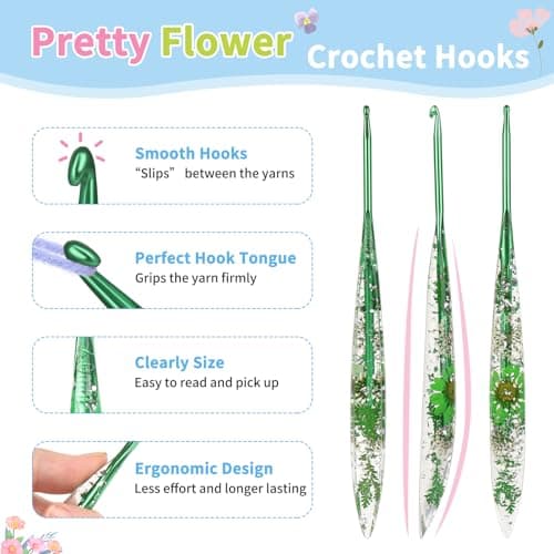 Coopay Crochet Hook, 4mm Ergonomic Crochet Hook with Floral Plastic Grips — view 3