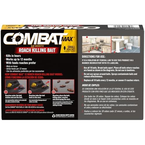 Combat Max 12 Month Roach Killing Bait, Small Roach Bait Station, 18 Count, Child-Resistant, Fast-Acting Fipronil Cockroach Killer & Nest Destroyer, No Vapor, Fumes or Odor, Mess-Free — view 5