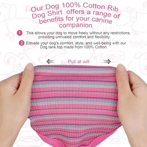 Elevate Your Pet's Comfort and Fashion: Premium 100% Cotton Rib Dog Shirt Vest for Small Breeds Like Chihuahuas, Yorkies, and Puppies .Year-Round Style with Tank-Style Puppy Attire Pink Small — view 4