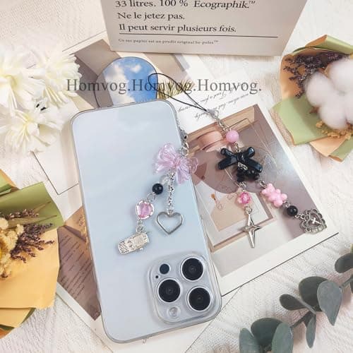 cioatu 1-4PCS Cute Phone Charms Aesthetic Y2K Cell Phone Charms Strap Strawberry Butterfly Star PhoneCharm Y2K Accessories for Bag Keychain Airpods Camera Pendants Decor (2 Bows) — view 2