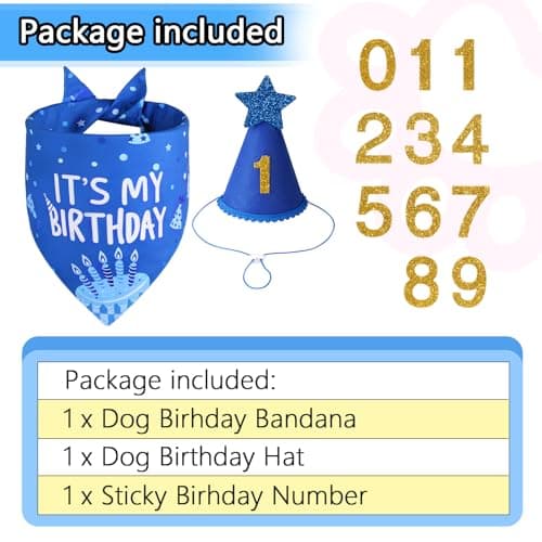 Agroon Blue Dog Birthday Party Supplies with Hat Bandana Numbers — view 2