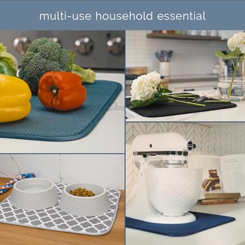 S&T INC. Dish Drying Mat XL, 18” x 24”, Absorbent Microfiber Kitchen Counter Mat, Dish Drying Pad for Dishes, Utensils, Pots and Pans, Extra Large, Charcoal — view 6