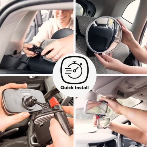 Diono Baby Car Mirror 2 Pack, Includes Safety Car Seat Mirror for Rear Facing Infant & See Me Too Rear View Baby Mirror Both Fully Adjustable with Wide Crystal Clear View, Shatterproof, Crash Tested — view 5
