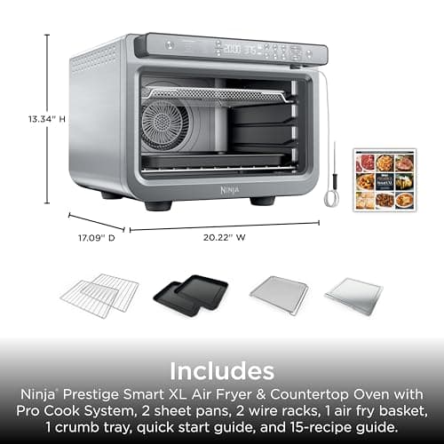 Ninja Prestige Smart XL with Pro Cook System 10 in 1 Digital Countertop Convection Toaster Oven, Air Fry, Air Roast, Broil and Bake, Thermometer, 1800 Watts, Stainless Steel, DT551 — view 8