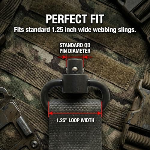 Shapakine QD Sling Swivel - 1.25 Inch Heavy Duty Steel Quick Detach Mounts for Two Point Slings, Outdoor & Sports Gear Accessories - Matte Black — view 6