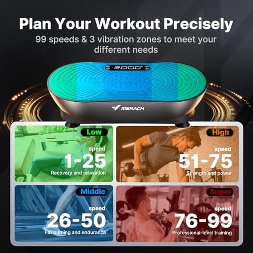 MERACH Vibration Plate Exercise Machine, Vibrating Platform with LED Touch Screen Bluetooth Pull Cord, Full Body Home Exercise Equipment for Women Men — view 4