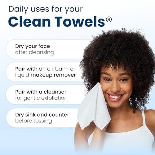 Clean Skin Club Clean Towels XL®, 100% USDA Biobased Face Towel, Disposable Face Towelette, Eczema Association Accepted, Makeup Remover Dry Wipes, Ultra Soft, 1 Pack, 50 Ct — view 8