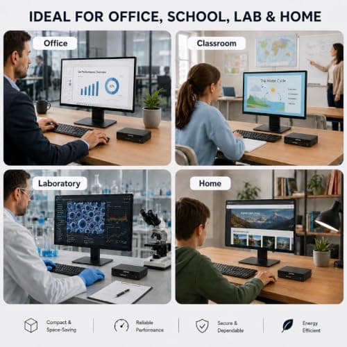 Lenovo mini Desktop, Intel 4-Core Processor, 8GB DDR5 RAM, 256GB PCIe SSD, Wins 11, Wi-Fi, Bluetooth, HDMI, DisplayPort, RJ-45, USB, Wired KB & Mouse, Ideal for Everyday Work, Learning, and Home Use — view 6