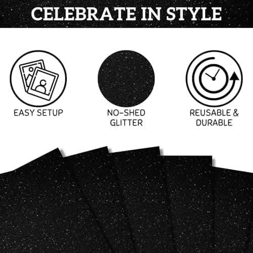 40th Birthday Photo Banner, Black Glitter 4x6 Display — view 3