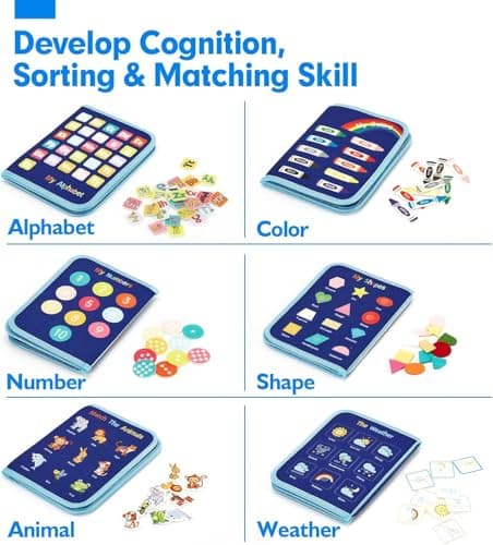 hahaland Toddler Busy Board - Montessori Toys for Boy Toys Gifts, Busy Board for Toddlers Boy, Activity Busy Book Educational Toddler Travel (Dinosaur) — view 3