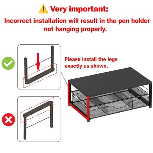 OPNICE Desk Organizer and Accessories, 2-Tier Computer Monitor Stand Riser with Drawer and 2 Pen Holders, Laptop Stand, Office Desk Accessories for Office Supplies, Black — view 8