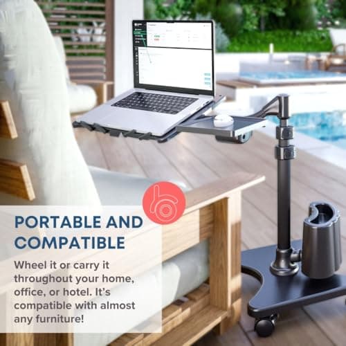 LEVO G2 Deluxe Adjustable Rolling Laptop Stand — view 3